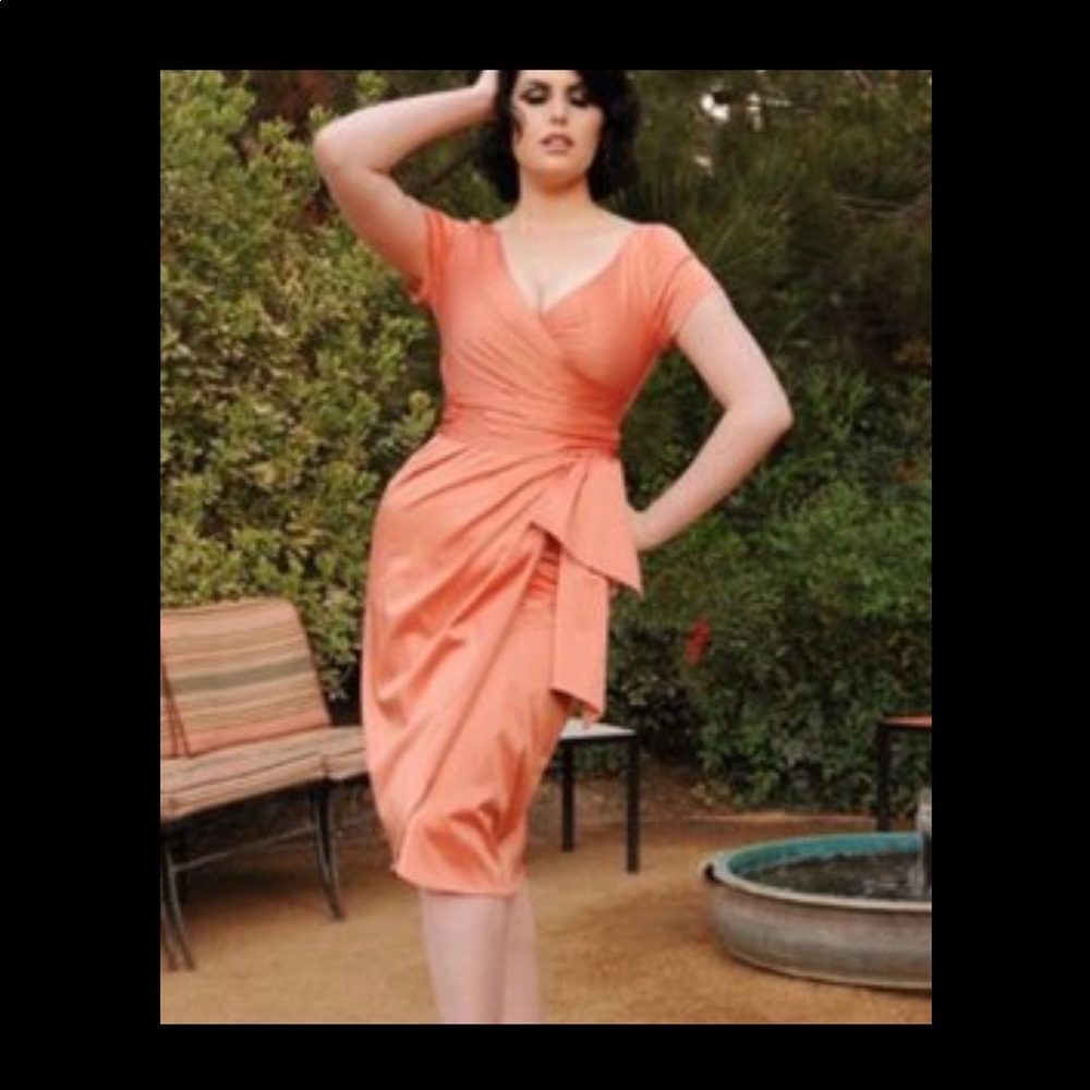 Pinup Couture New Ava Midi In Peach  Pink Cocktail Dress in XL